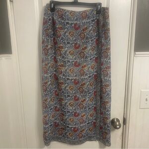 J. JILL Wrap around Skirt; Size 10; Red & Blue Paisley; 100% Silk
